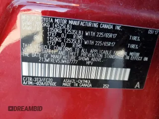 2018 Toyota RAV4 XLE with VIN 2T3WFREV5JW407777, listed as a Copart auction lot 58156275 with 119,447 mi miles and Salvage title. Bid and sale history available at DreamBid. Image 14.