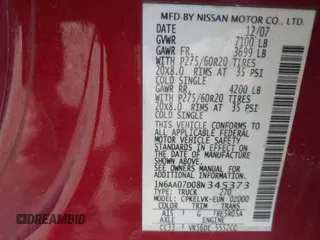 2008 Nissan Titan XE with VIN 1N6AA07D08N345373, listed as a IAAI auction lot 42035751 with 350,869 mi miles. Bid and sale history available at carsss.com. Image 9.