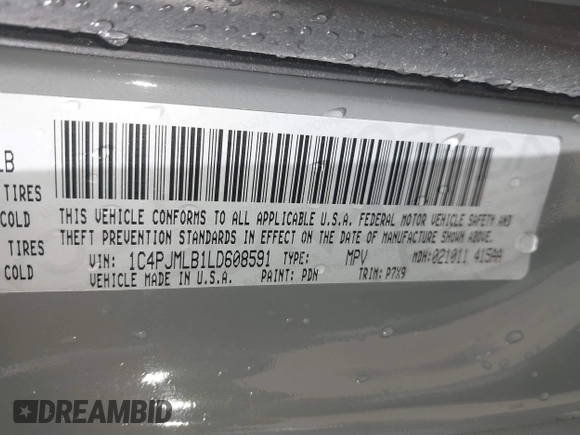 2020 Jeep Cherokee Latitude Plus with VIN 1C4PJMLB1LD608591, listed as a IAAI auction lot 41833275 with 90,838 mi miles and . Bid and sale history available at DreamBid. Image 9.