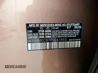 2023 Mercedes-Benz EQB 250+ z VIN W1N9M0CB7PN061893, wystawiony jako Copart lot #70268004 z przebiegiem 6 500 mil mil oraz Szkoda całkowita • Salvage title. Historia ofert i sprzedaży dostępna na DreamBid. Obrazek 13.