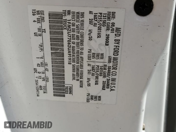 2002 Ford Explorer z VIN 1FMZU77F81UA77971, wystawiony jako Copart lot #58494644 z przebiegiem 156 594 mil mil oraz Szkoda całkowita • Salvage title. Historia ofert i sprzedaży dostępna na DreamBid. Obrazek 12.