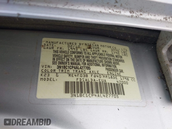 2010 Nissan Versa S z VIN 3N1BC1CP4AL427705, wystawiony jako IAAI lot #42469286 z przebiegiem 162 857 mil mil oraz . Historia ofert i sprzedaży dostępna na DreamBid. Obrazek 9.