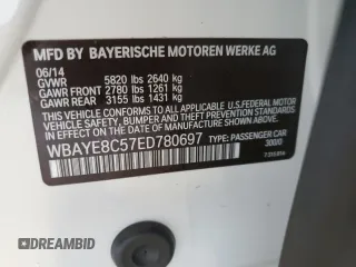 2014 BMW 7 Series ALPINA B7 with VIN WBAYE8C57ED780697, listed as a Copart auction lot 81614434 with 52,214 mi miles and Salvage Title. Bid and sale history available at carsss.com. Image 12.
