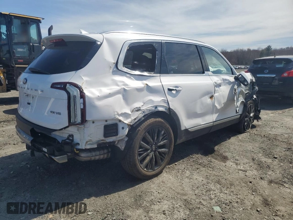 2021 Kia Telluride SX with VIN 5XYP5DHC7MG142335, listed as a Copart auction lot 52607875 with 75,420 mi miles and Salvage Title. Bid and sale history available at carsss.com. Image 3.