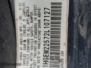 2002 Honda Civic LX with VIN 1HGEM22572L107127, listed as a Copart auction lot 49321675 with 223,555 mi miles and Salvage Title. Bid and sale history available at carsss.com. Image 12.