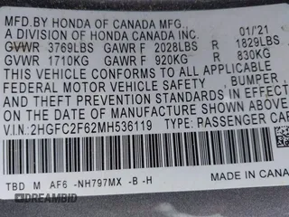2021 Honda Civic LX с VIN 2HGFC2F62MH536119, выставлен на аукционе IAAI как лот 42123879 с пробегом 24 546 миль миль и . История ставок и продаж доступна на DreamBid. Изображение 9.