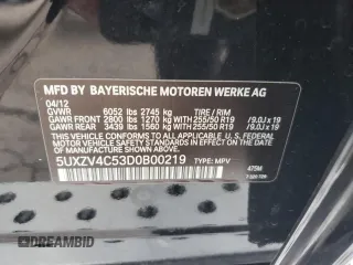 2013 BMW X5 xDrive35i with VIN 5UXZV4C53D0B00219, listed as a Copart auction lot 48434595 with 160,409 mi miles and Salvage Title. Bid and sale history available at carsss.com. Image 13.
