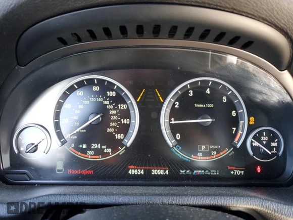 2018 BMW X4 M40i with VIN 5UXXW7C52J0W64443, listed as a Copart auction lot 53877525 with 49,634 mi miles and Salvage title. Bid and sale history available at DreamBid. Image 9.