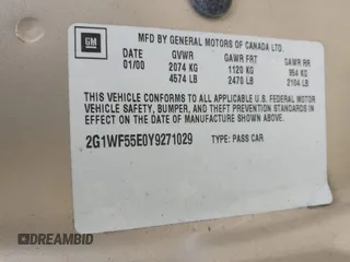 2000 Chevrolet Impala с VIN 2G1WF55E0Y9271029, выставлен на аукционе IAAI как лот 42680481 с пробегом 224 137 миль миль и . История ставок и продаж доступна на DreamBid. Изображение 9.