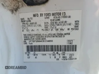 2012 Ford F-250 XL with VIN 1FTBF2B64CEC34850, listed as a Copart auction lot 55679755 with 216,858 mi miles and Clean title. Bid and sale history available at DreamBid. Image 12.