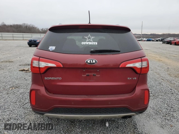 2015 Kia Sorento SX with VIN 5XYKW4A70FG637550, listed as a Copart auction lot 41366245 with 117,592 mi miles and Salvage Title. Bid and sale history available at carsss.com. Image 6.