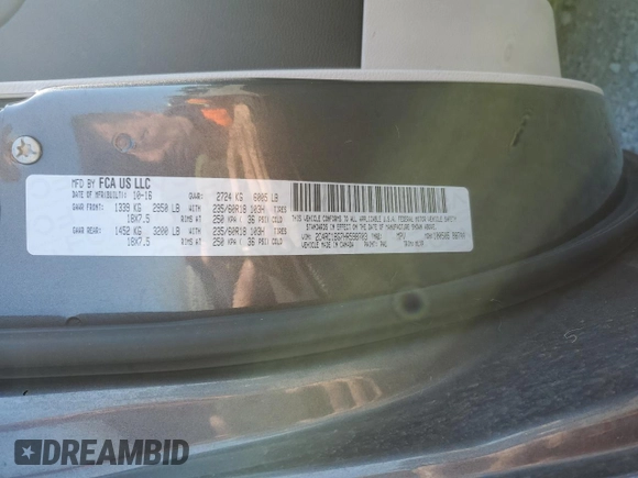 2017 Chrysler Pacifica Touring L z VIN 2C4RC1BG7HR598703, wystawiony jako Copart lot #52898815 z przebiegiem 106 720 mil mil oraz Szkoda całkowita • Salvage title. Historia ofert i sprzedaży dostępna na DreamBid. Obrazek 13.