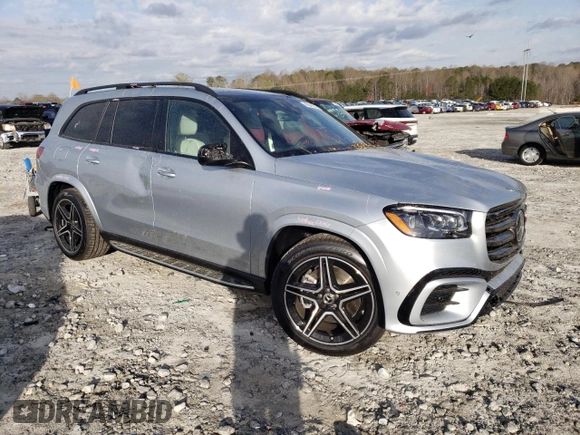 2025 Mercedes-Benz GLS with VIN 4JGFF5KE6SB332302, listed as a Copart auction lot 48842905 with 26 mi miles and Salvage Title. Bid and sale history available at carsss.com. Image 4.