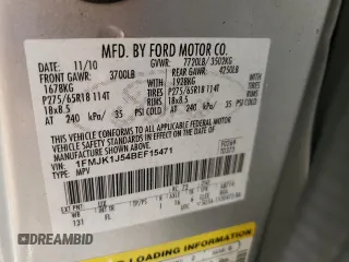2011 Ford Expedition EL XLT with VIN 1FMJK1J54BEF15471, listed as a Copart auction lot 42741705 with 145,511 mi miles and Salvage Title. Bid and sale history available at carsss.com. Image 13.
