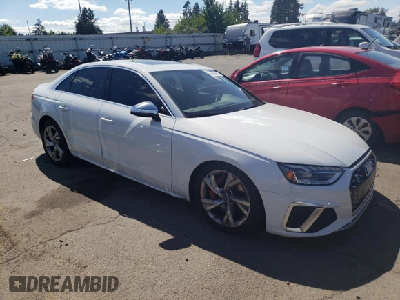 2021 Audi S4 Premium Plus with VIN WAUB4AF49MA024579, listed as a Copart auction lot 64689814 with 28,698 mi miles and Salvage Title. Bid and sale history available at carsss.com. Image 4.