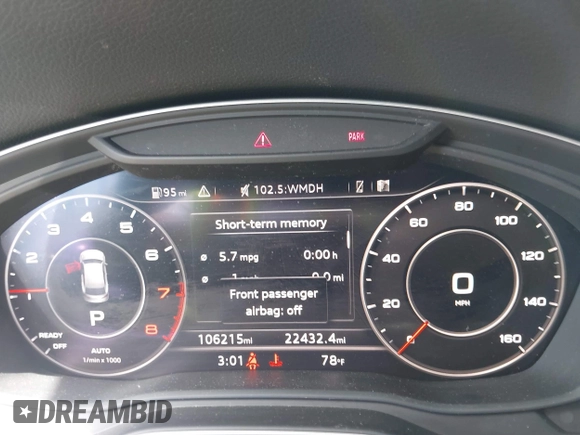 2018 Audi Q5 Premium Plus with VIN WA1BNAFYXJ2077049, listed as a IAAI auction lot 41908063 with 106,215 mi miles. Bid and sale history available at carsss.com. Image 7.