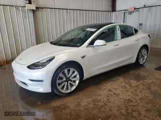 2019 Tesla Model 3 Long Range with VIN 5YJ3E1EB5KF454117, listed as a Copart auction lot 53352525 with 42,483 mi miles and Salvage Title. Bid and sale history available at carsss.com. Image 1.