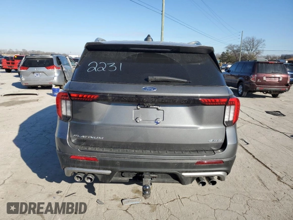 2025 Ford Explorer Platinum with VIN 1FMWK8HCXSGA82231, listed as a Copart auction lot 88560865 with 5,652 mi miles and Salvage title. Bid and sale history available at DreamBid. Image 6.