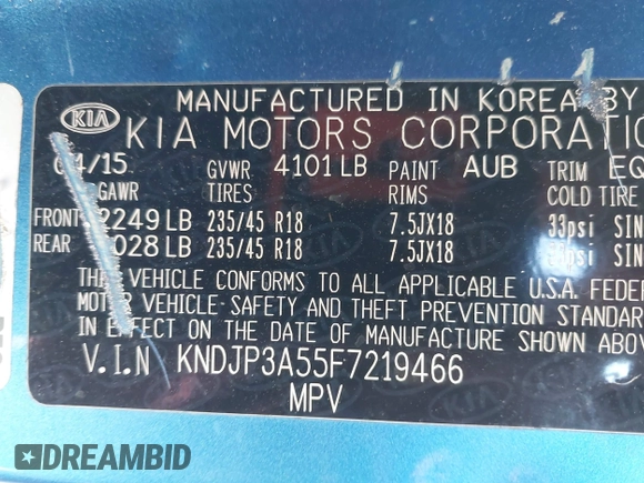 2015 Kia Soul + with VIN KNDJP3A55F7219466, listed as a IAAI auction lot 41693468 with 69,019 mi miles. Bid and sale history available at carsss.com. Image 9.