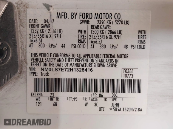 2017 Ford Transit Connect XL z VIN NM0LS7E72H1328416, wystawiony jako IAAI lot #42260437 z przebiegiem 81 805 mil mil oraz . Historia ofert i sprzedaży dostępna na DreamBid. Obrazek 9.
