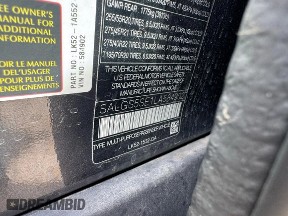 2020 Land Rover Range Rover с VIN SALGS5SE1LA584902, выставлен на аукционе Copart как лот 49468595 с пробегом 118 483 миль миль и Чистый • Clean title. История ставок и продаж доступна на DreamBid. Изображение 10.