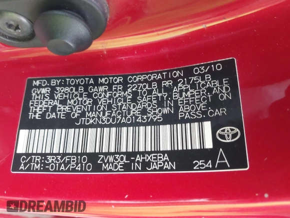 2010 Toyota Prius II z VIN JTDKN3DU7A0143795, wystawiony jako IAAI lot #42459942 z przebiegiem 194 459 mil mil oraz . Historia ofert i sprzedaży dostępna na DreamBid. Obrazek 9.