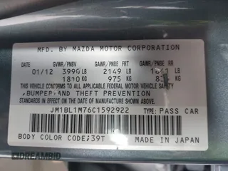 2012 Mazda 3 i Grand Touring с VIN JM1BL1M76C1592922, выставлен на аукционе IAAI как лот 42541229 с пробегом 66 455 миль миль и . История ставок и продаж доступна на DreamBid. Изображение 9.