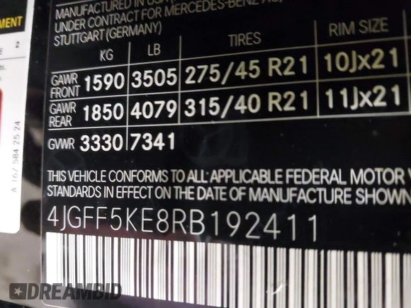 2024 Mercedes-Benz GLS 450 с VIN 4JGFF5KE8RB192411, выставлен на аукционе IAAI как лот 41408110 с пробегом 1 922 миль миль и . История ставок и продаж доступна на DreamBid. Изображение 9.