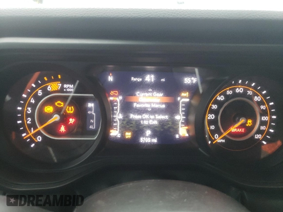 2024 Jeep Wrangler Sport S with VIN 1C4PJXDG1RW305304, listed as a Copart auction lot 57555635 with 5,705 mi miles and Salvage title. Bid and sale history available at DreamBid. Image 9.