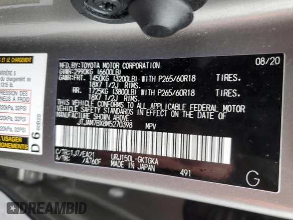 2021 Lexus GX with VIN JTJAM7BX8M5270398, listed as a Copart auction lot 71153152 with 13,939 mi miles. Bid and sale history available at carsss.com. Image 12.