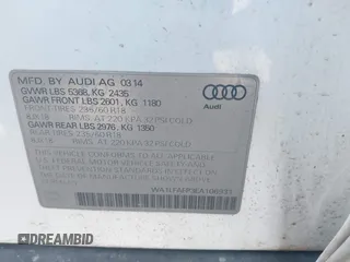 2014 Audi Q5 Premium Plus with VIN WA1LFAFP3EA106931, listed as a IAAI auction lot 41933150 with 140,104 mi miles and . Bid and sale history available at DreamBid. Image 9.
