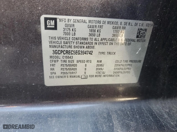2014 Chevrolet Silverado 1500 LT with VIN 3GCPCREC5EG394742, listed as a Copart auction lot 49150085 with 144,748 mi miles and Salvage Title. Bid and sale history available at carsss.com. Image 13.