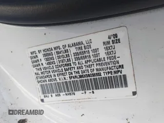 2009 Honda Odyssey EX-L with VIN 5FNRL386X9B056552, listed as a IAAI auction lot 42126144 with 194,722 mi miles. Bid and sale history available at carsss.com. Image 9.