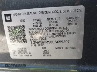 2020 Chevrolet Blazer LT with VIN 3GNKBHRS0LS659397, listed as a IAAI auction lot 40788967 with 62,469 mi miles and . Bid and sale history available at DreamBid. Image 9.