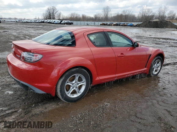 2004 Mazda RX-8 with VIN JM1FE17N740127403, listed as a Copart auction lot 44462235 with 65,180 mi miles and Clean Title. Bid and sale history available at carsss.com. Image 3.