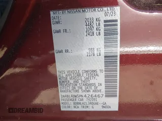 2023 Nissan Altima SV z VIN 1N4BL4DW5PN426467, wystawiony jako IAAI lot #41978564 z przebiegiem 28 703 mil mil oraz . Historia ofert i sprzedaży dostępna na DreamBid. Obrazek 9.
