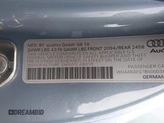 2011 Audi R8 5.2L z VIN WUAANAFG1BN000341, wystawiony jako IAAI lot #41330621 z przebiegiem 52 555 mil mil oraz . Historia ofert i sprzedaży dostępna na DreamBid. Obrazek 9.