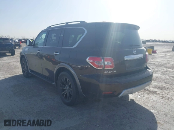 2017 Nissan Armada Platinum with VIN JN8AY2NF1H9302575, listed as a IAAI auction lot 41826613 with 109,914 mi miles. Bid and sale history available at carsss.com. Image 3.