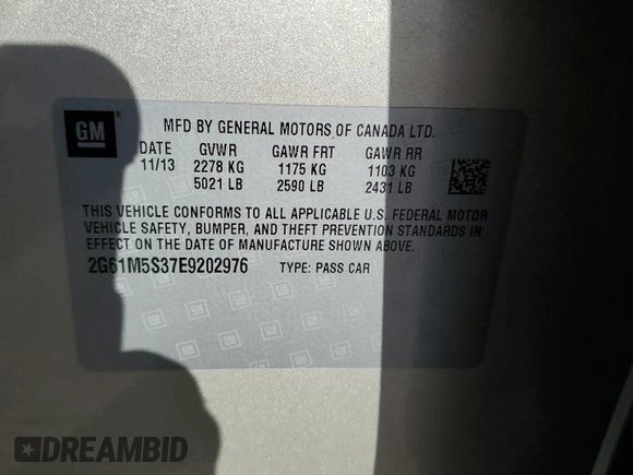 2014 Cadillac XTS Luxury with VIN 2G61M5S37E9202976, listed as a Copart auction lot 55038475 with 110,267 mi miles and Salvage Title. Bid and sale history available at DreamBid. Image 12.