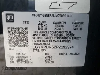 2023 Cadillac XT6 AWD Premium Luxury with VIN 1GYKPDRS2PZ192974, listed as a Copart auction lot 46724945 with 29,455 mi miles and Salvage Title. Bid and sale history available at carsss.com. Image 16.