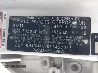 2015 Kia Rio LX with VIN KNADM4A39F6452036, listed as a IAAI auction lot 41516879 with 95,775 mi miles. Bid and sale history available at carsss.com. Image 9.