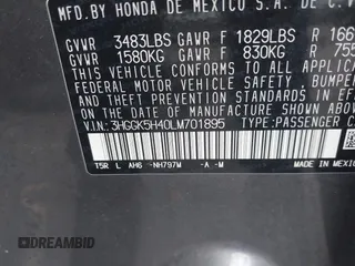 2020 Honda Fit LX with VIN 3HGGK5H40LM701895, listed as a IAAI auction lot 42432492 with 122,212 mi miles and . Bid and sale history available at DreamBid. Image 9.