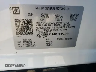 2024 GMC Acadia FWD Denali z VIN 1GKENLKS4RJ195328, wystawiony jako Copart lot #74266324 z przebiegiem Nie podano mil oraz Nie do naprawy. Historia ofert i sprzedaży dostępna na DreamBid. Obrazek 15.
