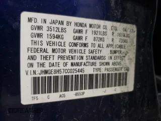 2012 Honda Fit Sport with VIN JHMGE8H57CC025445, listed as a Copart auction lot 51251725 with 257,138 mi miles and Clean Title. Bid and sale history available at carsss.com. Image 12.