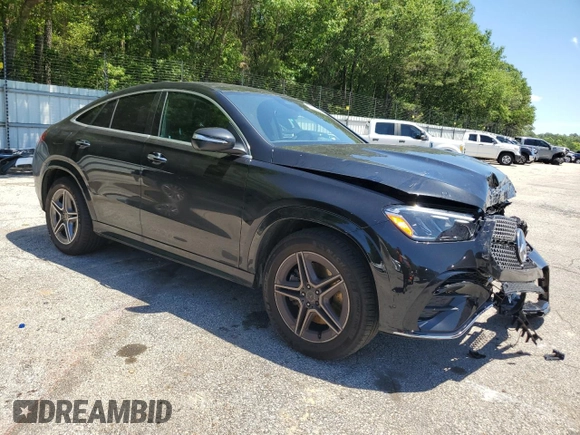 2025 Mercedes-Benz GLE 450 with VIN 4JGFD5KB9SB280918, listed as a Copart auction lot 57639525 with 7,230 mi miles and Salvage title. Bid and sale history available at DreamBid. Image 4.