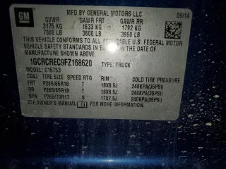 2015 Chevrolet Silverado 1500 LT with VIN 1GCRCREC9FZ168620, listed as a Copart auction lot 79283344 with 93,551 mi miles and Salvage Title. Bid and sale history available at DreamBid. Image 14.