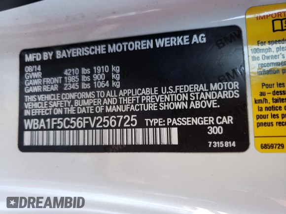 2015 BMW 2 Series 228i with VIN WBA1F5C56FV256725, listed as a Copart auction lot 40669413 with 73,037 mi miles and . Bid and sale history available at carsss.com. Image 12.