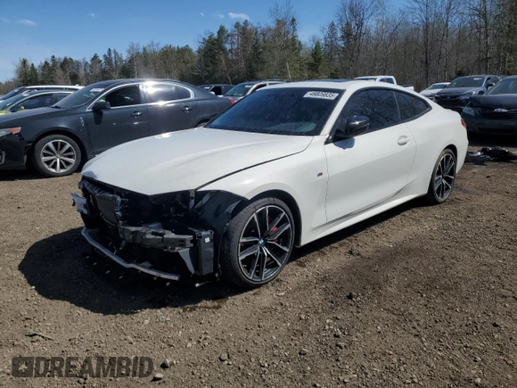 2021 BMW 4 Series M440i xDrive with VIN WBA13AR00MCG86985, listed as a Copart auction lot 49809835 with 112,112 mi miles and Clean Title. Bid and sale history available at DreamBid. Image 1.