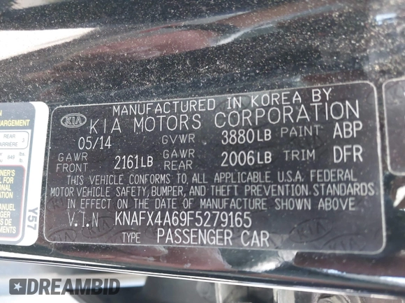 2015 Kia Forte LX with VIN KNAFX4A69F5279165, listed as a IAAI auction lot 42020060 with 1 mi miles. Bid and sale history available at carsss.com. Image 9.