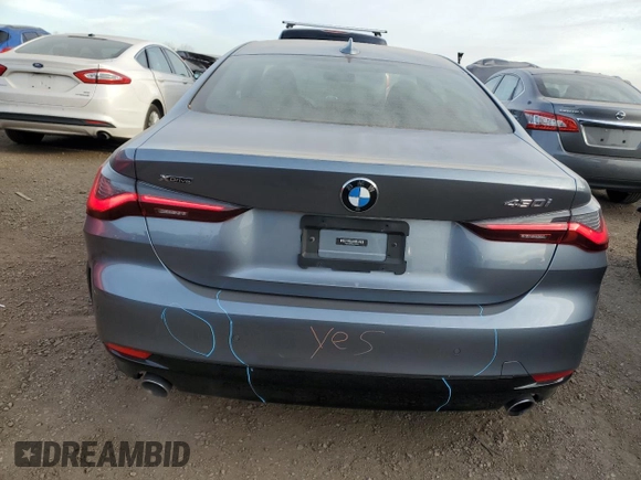 2021 BMW 4 Series 430i xDrive with VIN WBA73AP0XMCF22236, listed as a Copart auction lot 84704774 with 0 mi miles and Salvage Title. Bid and sale history available at carsss.com. Image 6.